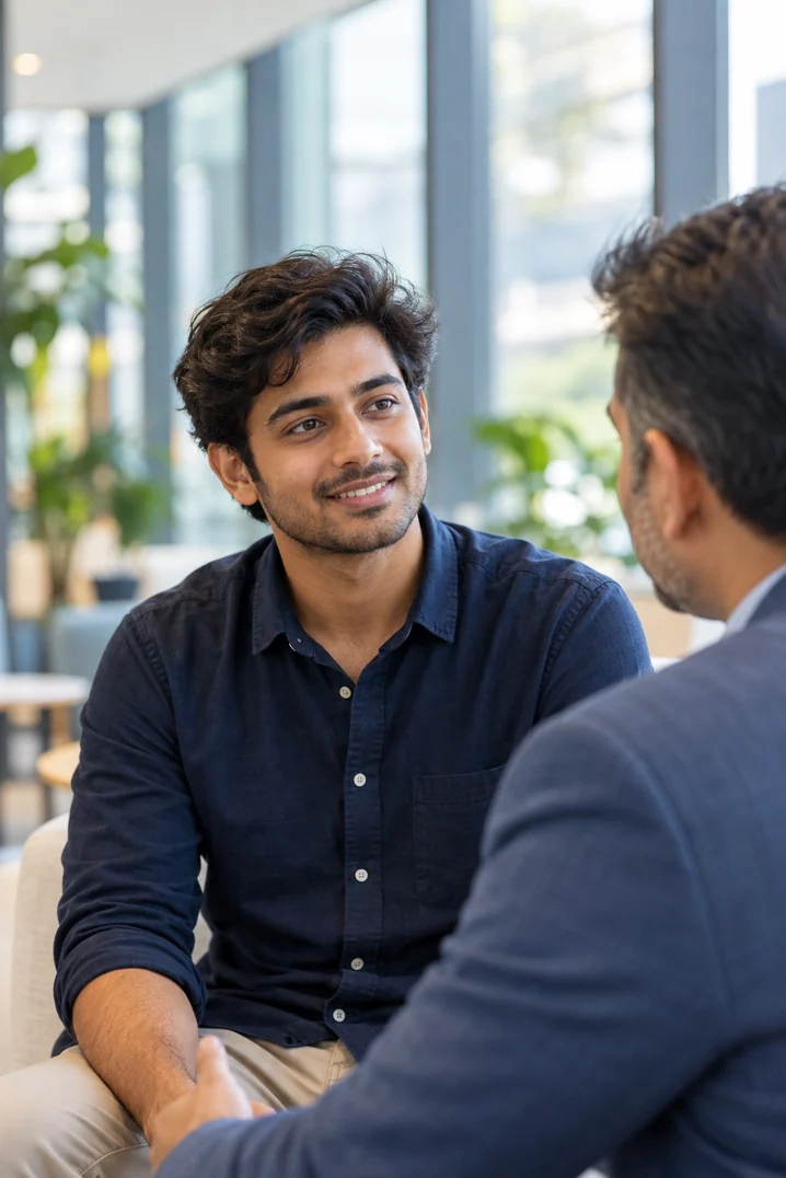 Young professional in conversation with a mentor