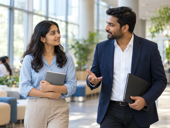 A mentor and learner in conversation